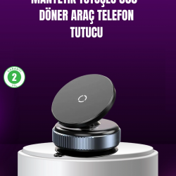 Mey İthalat® Araç İçi Manyetik Telefon Tutucu 360° Döner Vakumlu Stand