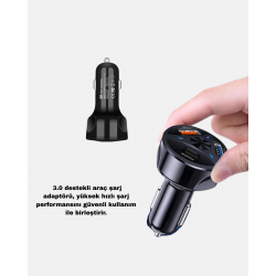 Mey İthalat® Araç İçi Telefon Tutucu + Quick Charge 3.0 Araç Şarj Cihazı Seti