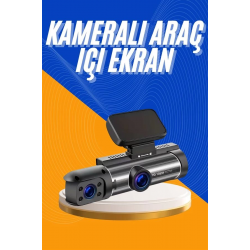 Mey İthalat® Araç Kamerası Black Box Çift Kameralı Ekranlı Full HD Sürüş Kamerası