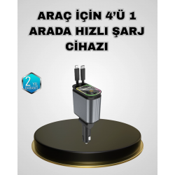 Mey İthalat® Araç Şarj Adaptörü 66W PD QC Hızlı Şarjlı ve Çekilebilir Kablolu