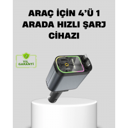 Mey İthalat® Araç Şarj Cihazı 66W 4 Portlu Hızlı Şarj ve LED Işıklı