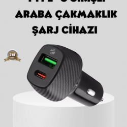 Mey İthalat® Araç Tipi Hızlı Şarj Adaptörü Type-C PD USB Çift Port Kompakt