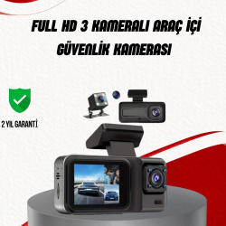 Mey İthalat® Ön Arka ve İç Kamera DashCam 360° Kapsamlı Full HD Araç Güvenlik Sistemi
