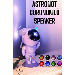 Mey İthalat® Astronot Bluetooth Hoparlör Gökyüzü Projektör Gece Lambası