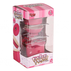 Mey İthalat® ATF-683G-6 Raflı Pembe Tencere Tava Seti 7 Parça