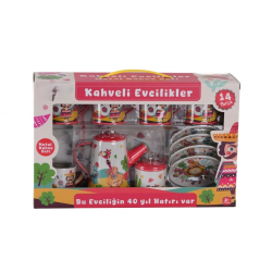 Mey İthalat® ATF-996-7A-10A 14 PARÇA DESENLİ METAL ÇAY SET