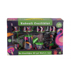 Mey İthalat® ATF-996-7A-10A 14 PARÇA DESENLİ METAL ÇAY SET