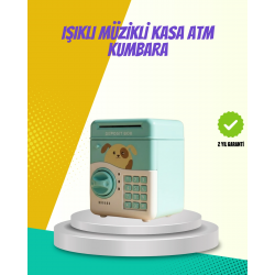 Mey İthalat® ATM Görünümlü Su Yeşili Otomatik Para Çeken Şifreli Kumbara