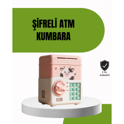Mey İthalat® ATM Tasarımlı Pembe Işıklı Sesli Çocuk Kumbarası