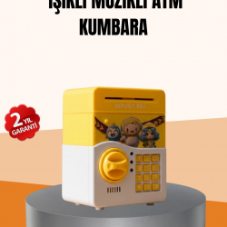 Mey İthalat® ATM Tasarımlı Sarı Işıklı Sesli Elektronik Kumbara