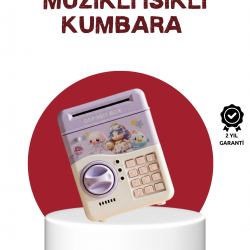 Mey İthalat® ATM Tasarımlı Şifreli Işıklı Çocuk Kumbarası Mor
