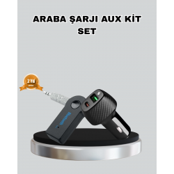 Mey İthalat® AUX Bluetooth Adaptör ve 38W Hızlı Araç Şarj Cihazı Seti