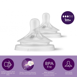 Mey İthalat®   Doğal Tepkili Natural Response 2'Li Biberon Emziği No:3 1+ Ay