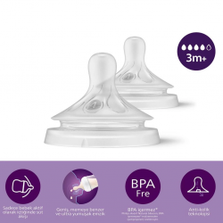 Mey İthalat®   Doğal Tepkili Natural Response 2'Li Biberon Emziği No:4 3+ Ay