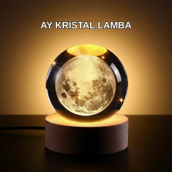 Mey İthalat® Ay Temalı Kristal Küre Gece Lambası LED Aydınlatmalı Premium Dekor