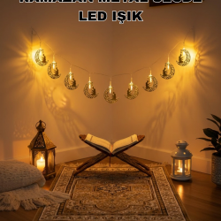 Mey İthalat® Ay ve Secde Tasarımlı Sıcak Beyaz LED Ramazan Işığı