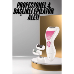 Mey İthalat® Ayak Törpü Başlıklı Epilatör Aleti 4 Başlıklı Taşınabilir Şarjlı Epilasyon Cihazı