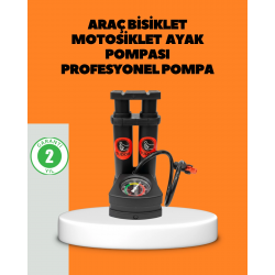 Mey İthalat® Ayaklı Bisiklet Pompası Basınç Göstergeli Çok Amaçlı