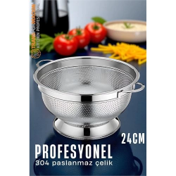 Mey İthalat® Ayaklı Kevgir - 304 Paslanmaz Çelik Profesyonel Ayaklı Süzgeç 24 Cm