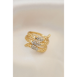 Mey İthalat® Ayarlamalı Altın Renk Metal Zirkon Taşlı Yüzük