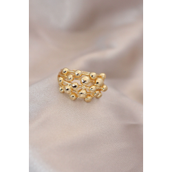 Mey İthalat® Ayarlamalı Gold Renk Metal Bombeli Boluncuk Model Yüzük