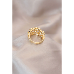 Mey İthalat® Ayarlamalı Gold Renk Metal Bombeli Boluncuk Model Yüzük