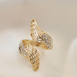 Mey İthalat® Ayarlamalı Gold Renk Metal Zirkon Taşlı Kanat Yüzük