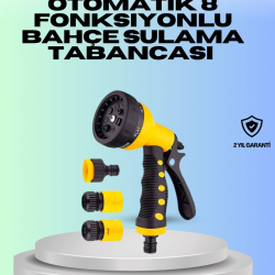 Mey İthalat® Ayarlanabilir Basınçlı 8 Modlu Bahçe Sulama Tabancası Hortum Aparatı