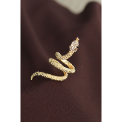 Mey İthalat® Ayarlanabilir Gold Renk Zirkon Taşlı Yılan Yüzük