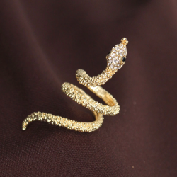 Mey İthalat® Ayarlanabilir Gold Renk Zirkon Taşlı Yılan Yüzük