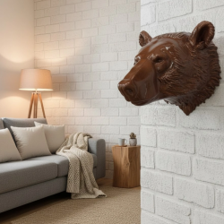 Mey İthalat® Ayı Başı Duvar Dekoru Modern Asılabilir Heykel 25x19 cm