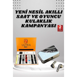 Mey İthalat® Aynalı Bluetooth Kulaklık ve 7 Kordonlu Akıllı Saat Dijital Göstergeli Uzun Pil Ömrü