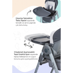 Mey İthalat® BC511 Plus Mama Sandalyesi Antrasit