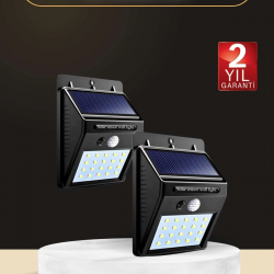 Mey İthalat® Bahçe Aydınlatma Sensörlü Güneş Enerjili Duvar Lambası 40 Led Işık