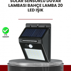 Mey İthalat® Bahçe ve Dış Mekanlar İçin Güneş Enerjili 20 LED Hareket Sensörlü Lamba