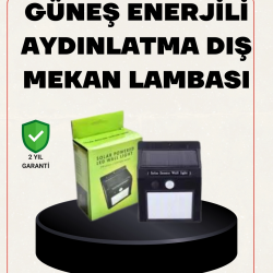 Mey İthalat® Bahçe ve Veranda İçin Güneş Paneli ile Otomatik Şarj Olan LED Duvar Lambası