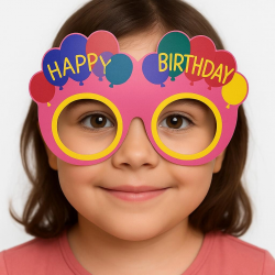 Mey İthalat® Balon Desenli Karton Doğum Günü Gözlükleri 6 Adet Pembe Renk