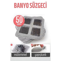 Mey İthalat® Banyo Gider Süzgeci 50 Adet Yapışkanlı Filtre, 10x10 cm