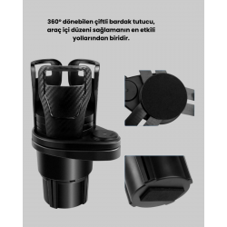 Mey İthalat® Bardak Tutucu ve Manyetik LED Ambiyans Işığı 2’li Set