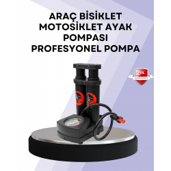 Mey İthalat® Basınç Saatli Ayak Pompası Bisiklet ve Araç Uyumlu