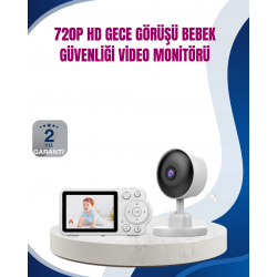 Mey İthalat® Bebek Monitörü Cry Detection ve HD Gece Görüş Destekli