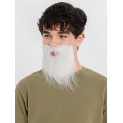Mey İthalat® Beyaz Kırçıllı Arkadan Lastikli Beyaz Takma Sakal Yetişkin Çocuk Uyumlu