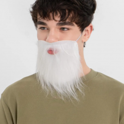 Mey İthalat® Beyaz Kırçıllı Arkadan Lastikli Beyaz Takma Sakal Yetişkin Çocuk Uyumlu