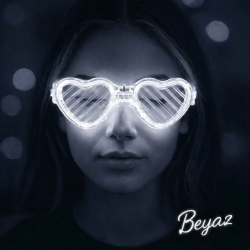 Mey İthalat® Beyaz LED Işıklı Kalp Gözlük – 3 Modlu Parti