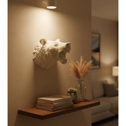 Mey İthalat® Beyaz Renk 3D Ayı Başı Duvar Dekoru