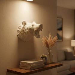 Mey İthalat® Beyaz Renk 3D Ayı Başı Duvar Dekoru