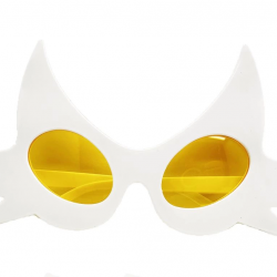 Mey İthalat® Beyaz Renk Bıyık Tasarımlı Kedi Parti Gözlüğü 19x11 cm