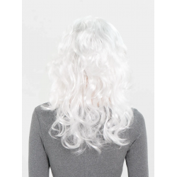 Mey İthalat® Beyaz Renk Kahküllü Dalgalı Uzun Parti Peruğu