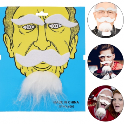 Mey İthalat® Beyaz Renk Kendinden Yapışkanlı Takma Sakal Bıyık ve Kaş Seti