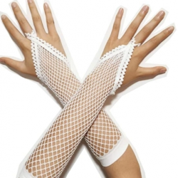 Mey İthalat® Beyaz Renk Parmak Arası File Örgü Eldiven 26 cm
